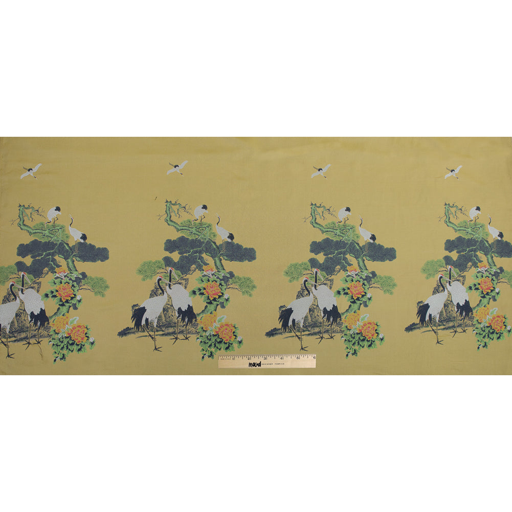 Yellow and Green Crane Jacquard Panel Full Yellow and Green Crane Jacquard Panel Full