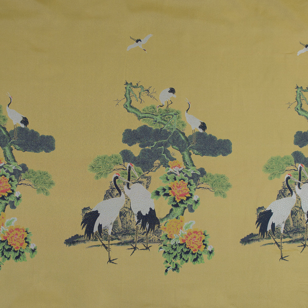 Yellow and Green Crane Jacquard Panel Yellow and Green Crane Jacquard Panel