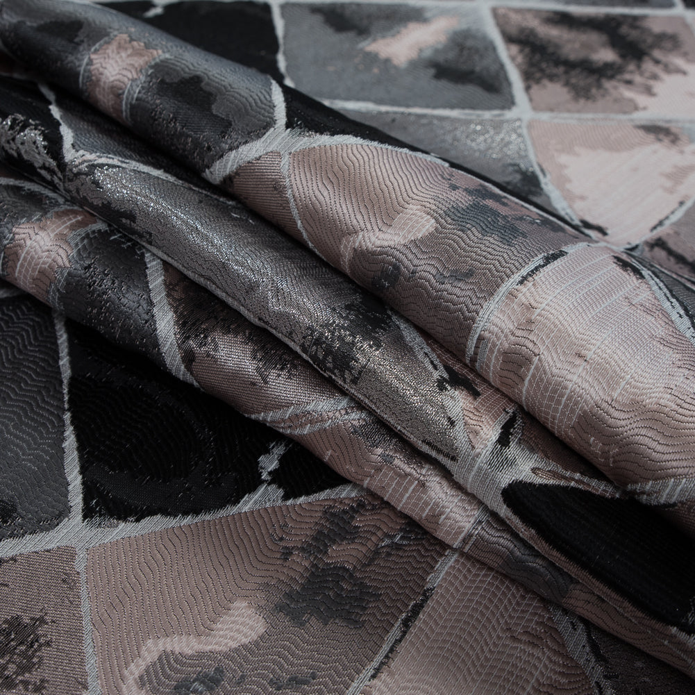 Pink, Silver and Black Abstract Diamond Brocade Detail Pink, Silver and Black Abstract Diamond Brocade Detail