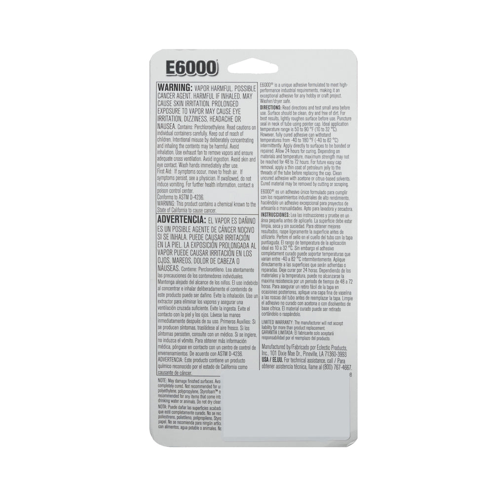 E-6000 Clear Adhesive - 4 Tubes/0.18oz Detail E-6000 Clear Adhesive - 4 Tubes/0.18oz Detail