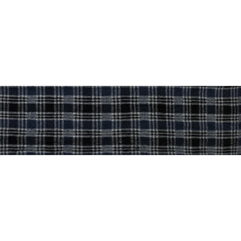 Wool Knit - Navy and White Plaid - Designer Deadstock Full Wool Knit - Navy and White Plaid - Designer Deadstock Full