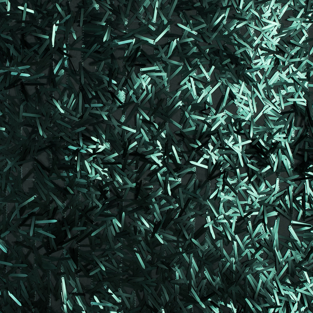 Soft Tulle with Fringe Sequins - Dull Emerald - Phryne Collection Soft Tulle with Fringe Sequins - Dull Emerald - Phryne Collection