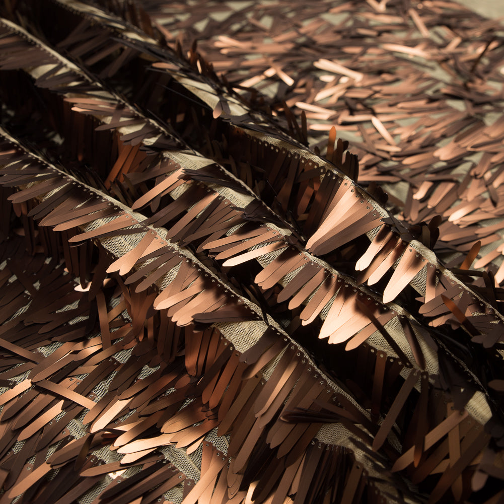 Soft Tulle with Fringe Sequins - Dull Gold - Phryne Collection Detail Soft Tulle with Fringe Sequins - Dull Gold - Phryne Collection Detail