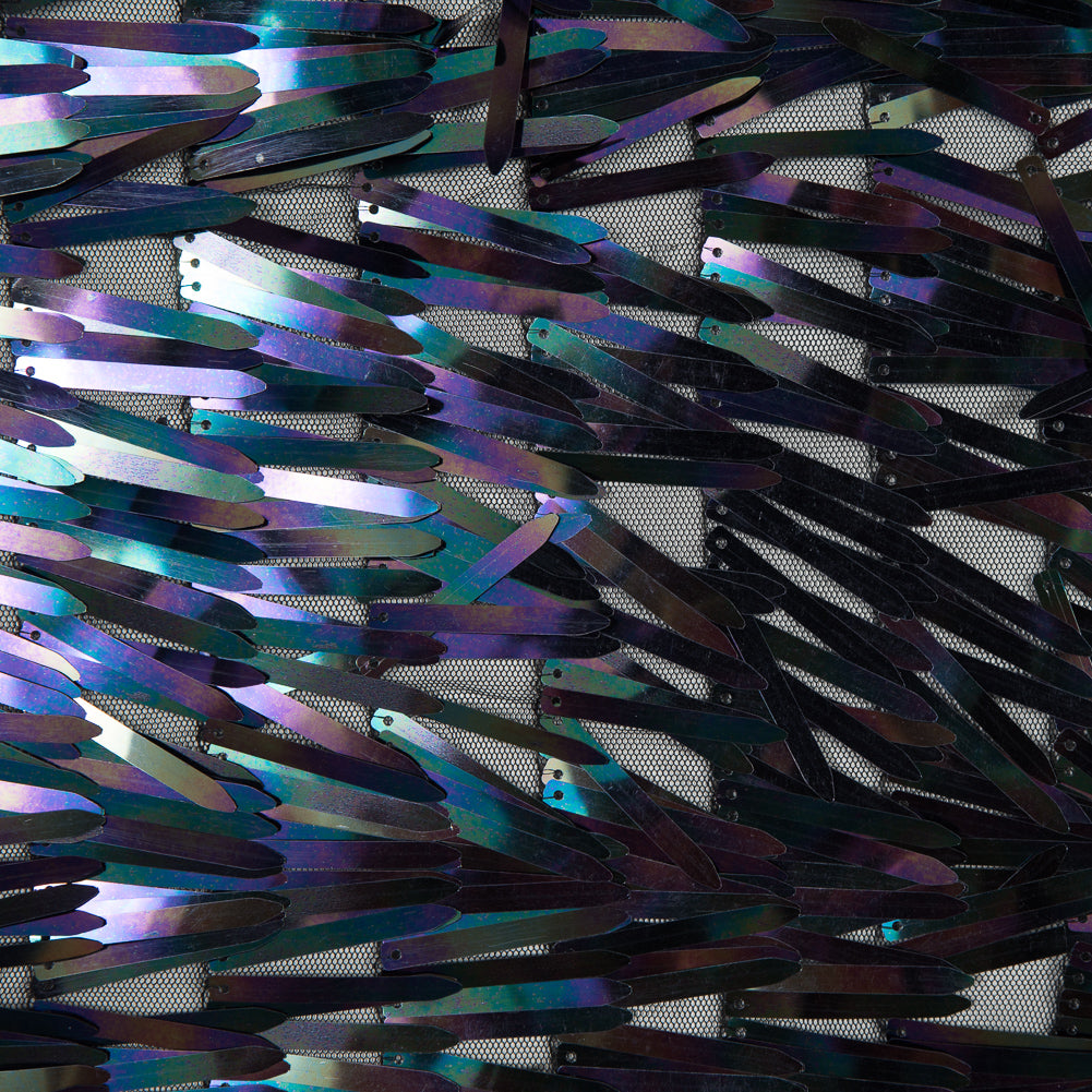 Soft Tulle with Fringe Sequins - Shiny Oil Slick - Phryne Collection Full Soft Tulle with Fringe Sequins - Shiny Oil Slick - Phryne Collection Full