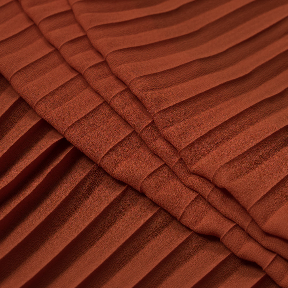 Accordion Pleated Chiffon - Burnt Orange - Etereo Collection Detail Accordion Pleated Chiffon - Burnt Orange - Etereo Collection Detail