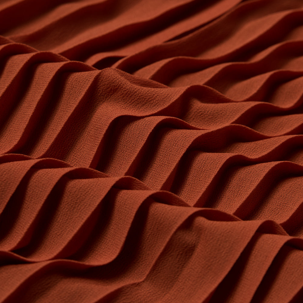Accordion Pleated Chiffon - Burnt Orange - Etereo Collection Full Accordion Pleated Chiffon - Burnt Orange - Etereo Collection Full