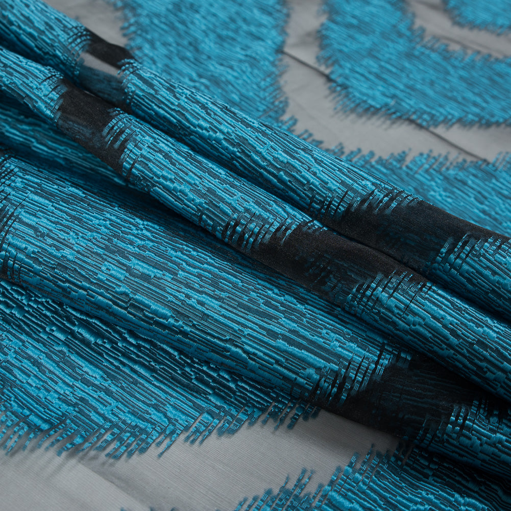 Organza Burnout Jacquard - Blue Chevron Folded Organza Burnout Jacquard - Blue Chevron Folded