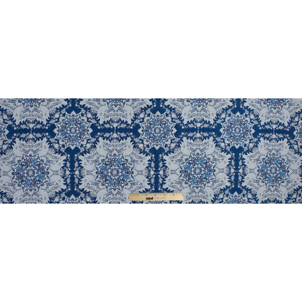 Blue and White Abstract Medallion Brocade Full Blue and White Abstract Medallion Brocade Full