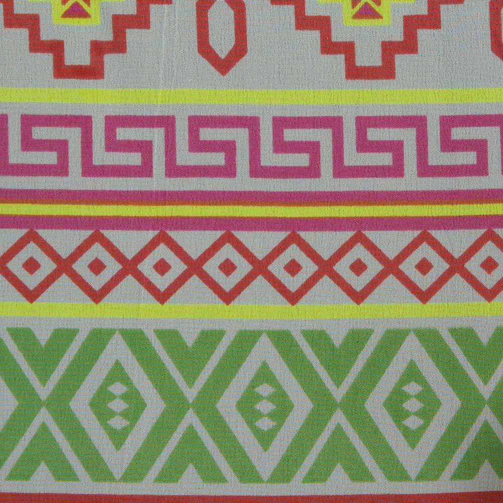 Fluorescent Geometric Striped Silk Crepe de Chine Detail Fluorescent Geometric Striped Silk Crepe de Chine Detail