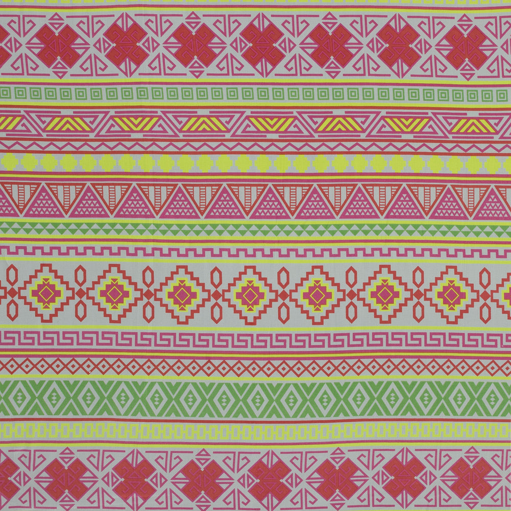 Fluorescent Geometric Striped Silk Crepe de Chine Fluorescent Geometric Striped Silk Crepe de Chine