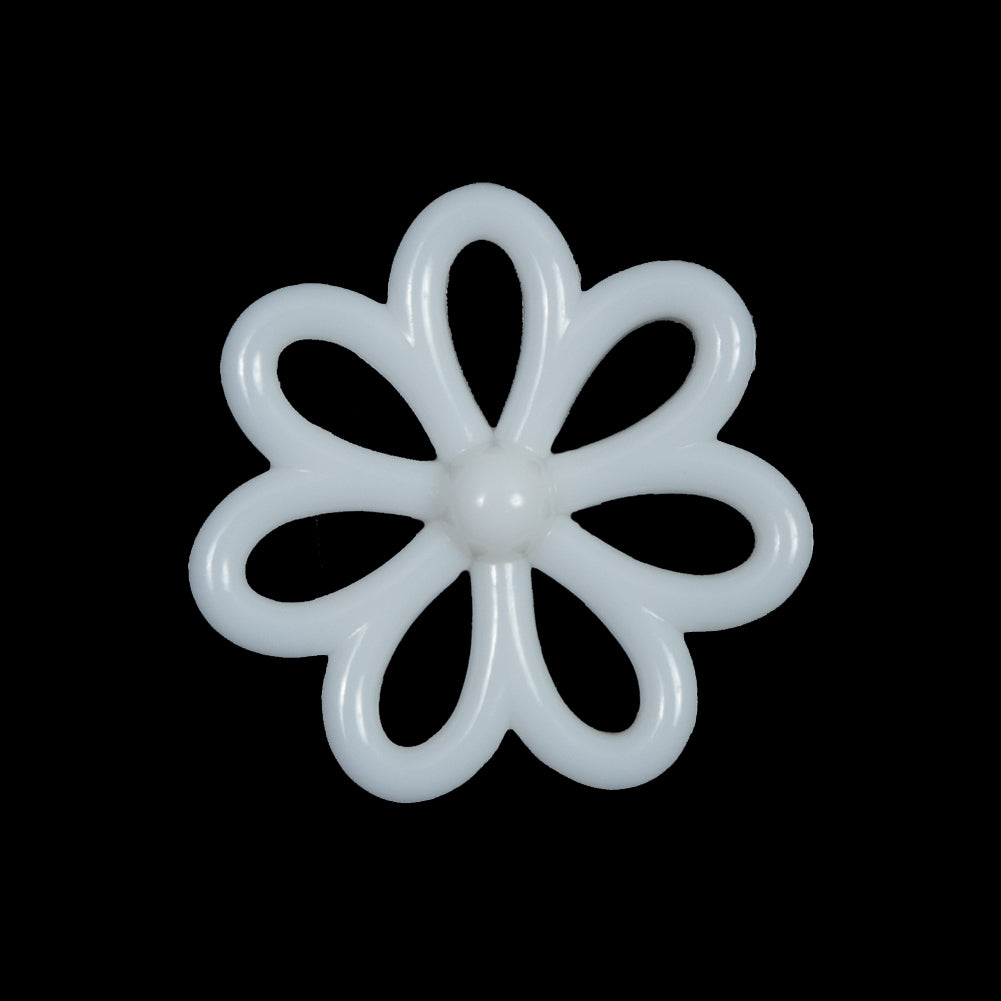 Italian White Flower Plastic Shank Back Button - 40L/25mm Italian White Flower Plastic Shank Back Button - 40L/25mm