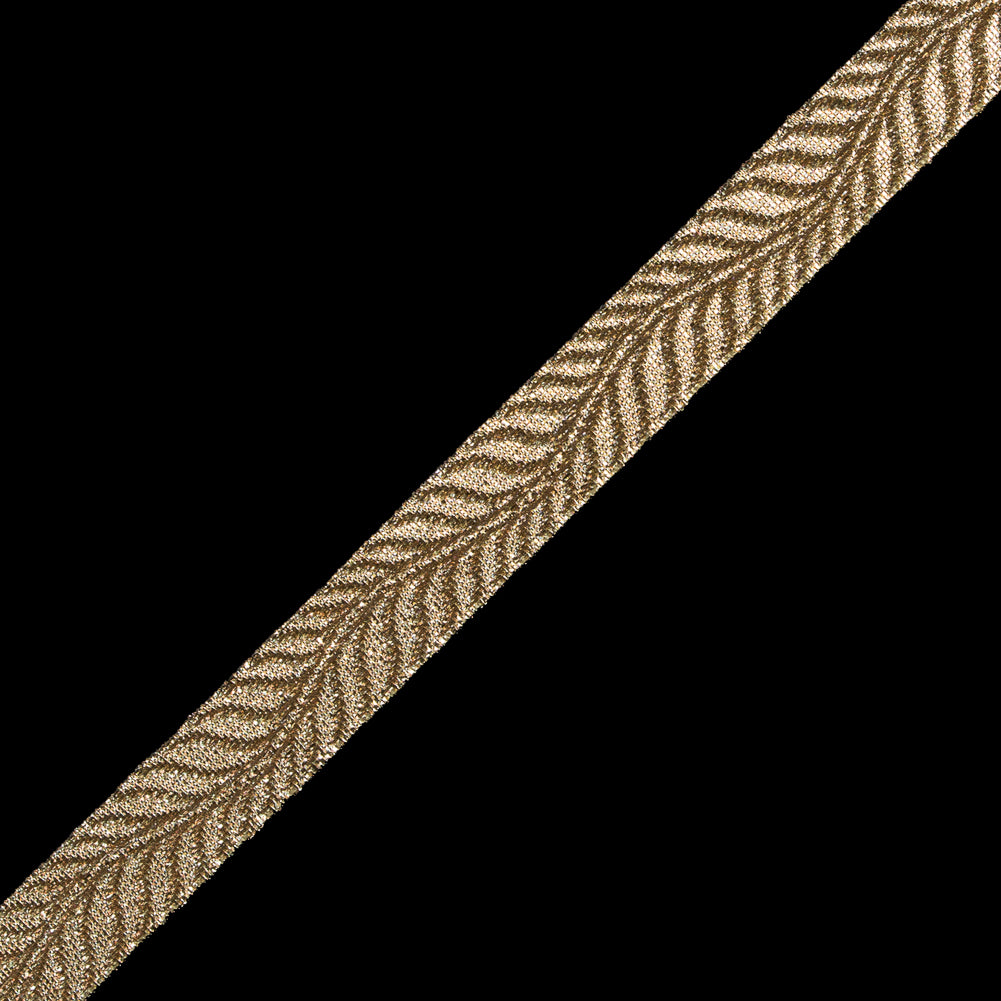 Gold Metallic Jacquard Ribbon - 0.5" Detail Gold Metallic Jacquard Ribbon - 0.5" Detail
