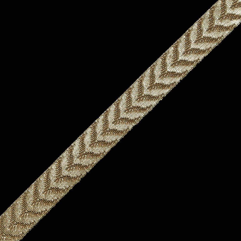 Metallic Gold Jacquard Ribbon - 0.5" Detail Metallic Gold Jacquard Ribbon - 0.5" Detail