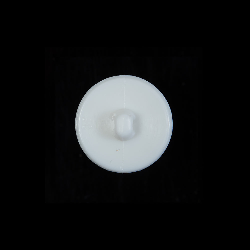 Italian White Beveled Shank Back Button - 24L/15mm Detail Italian White Beveled Shank Back Button - 24L/15mm Detail