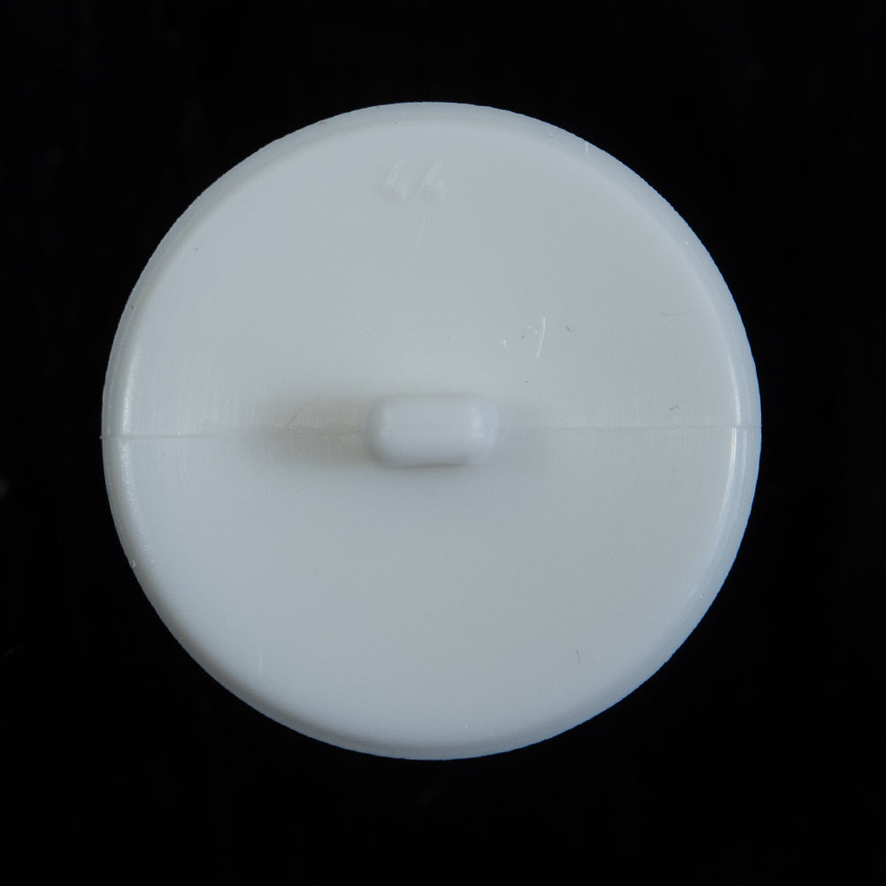 Italian White Beveled Shank Back Button - 44L/28mm Detail Italian White Beveled Shank Back Button - 44L/28mm Detail