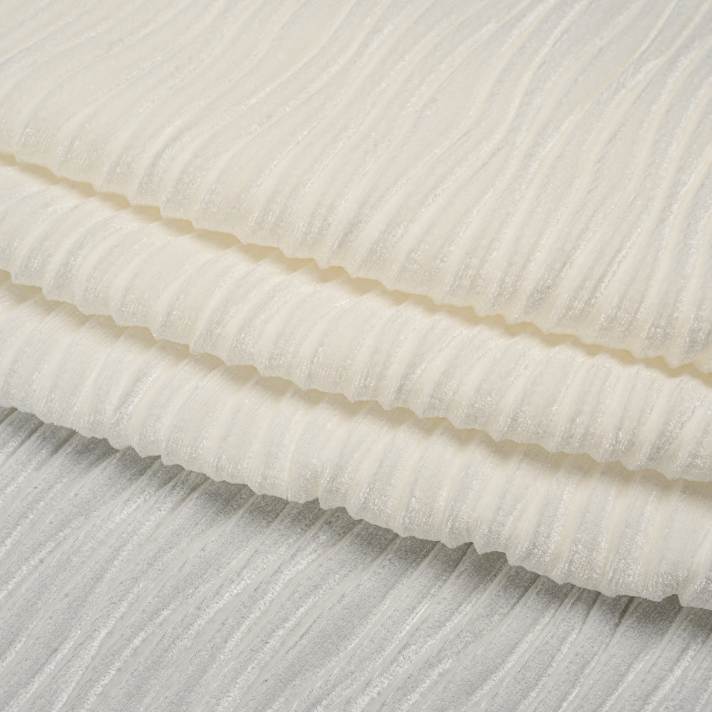 Wavy Crinkled Velour - Vanilla Ice - Yvonne Collection Folded Wavy Crinkled Velour - Vanilla Ice - Yvonne Collection Folded