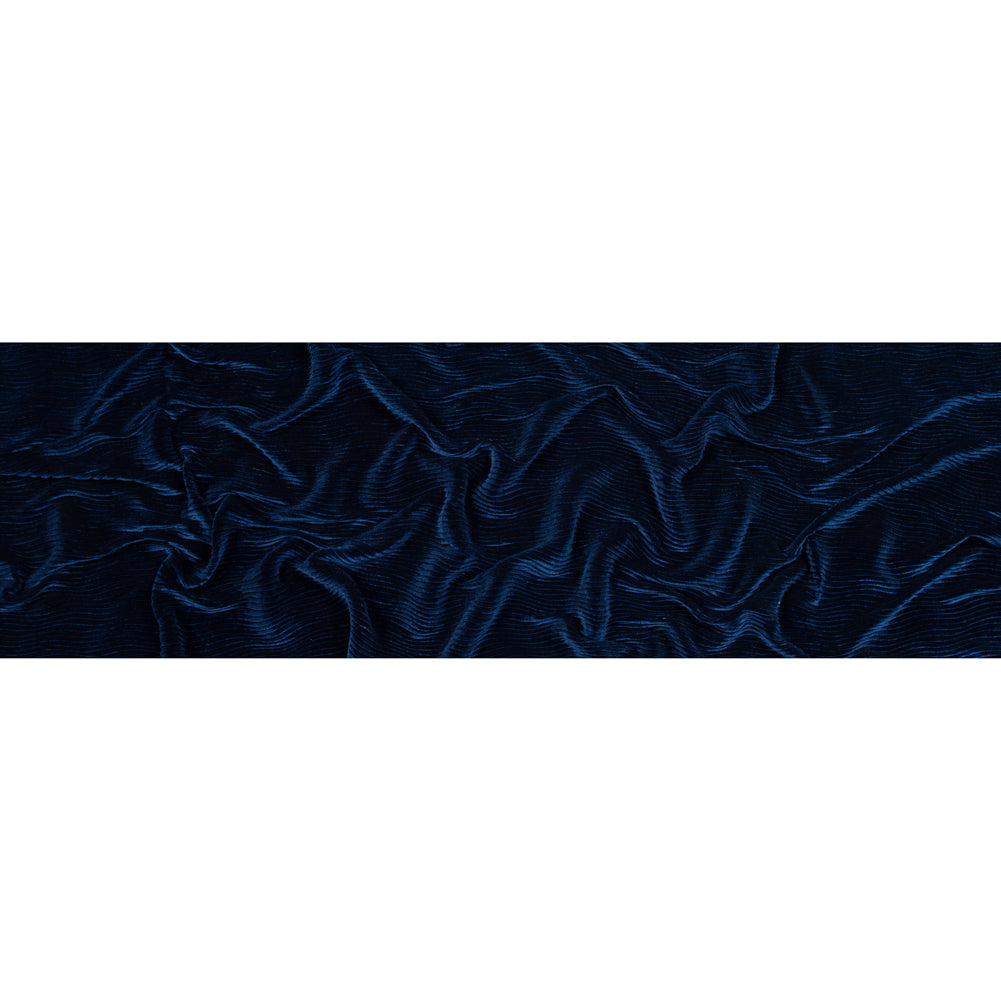 Wavy Crinkled Velour - Estate Blue - Yvonne Collection Folded Wavy Crinkled Velour - Estate Blue - Yvonne Collection Folded