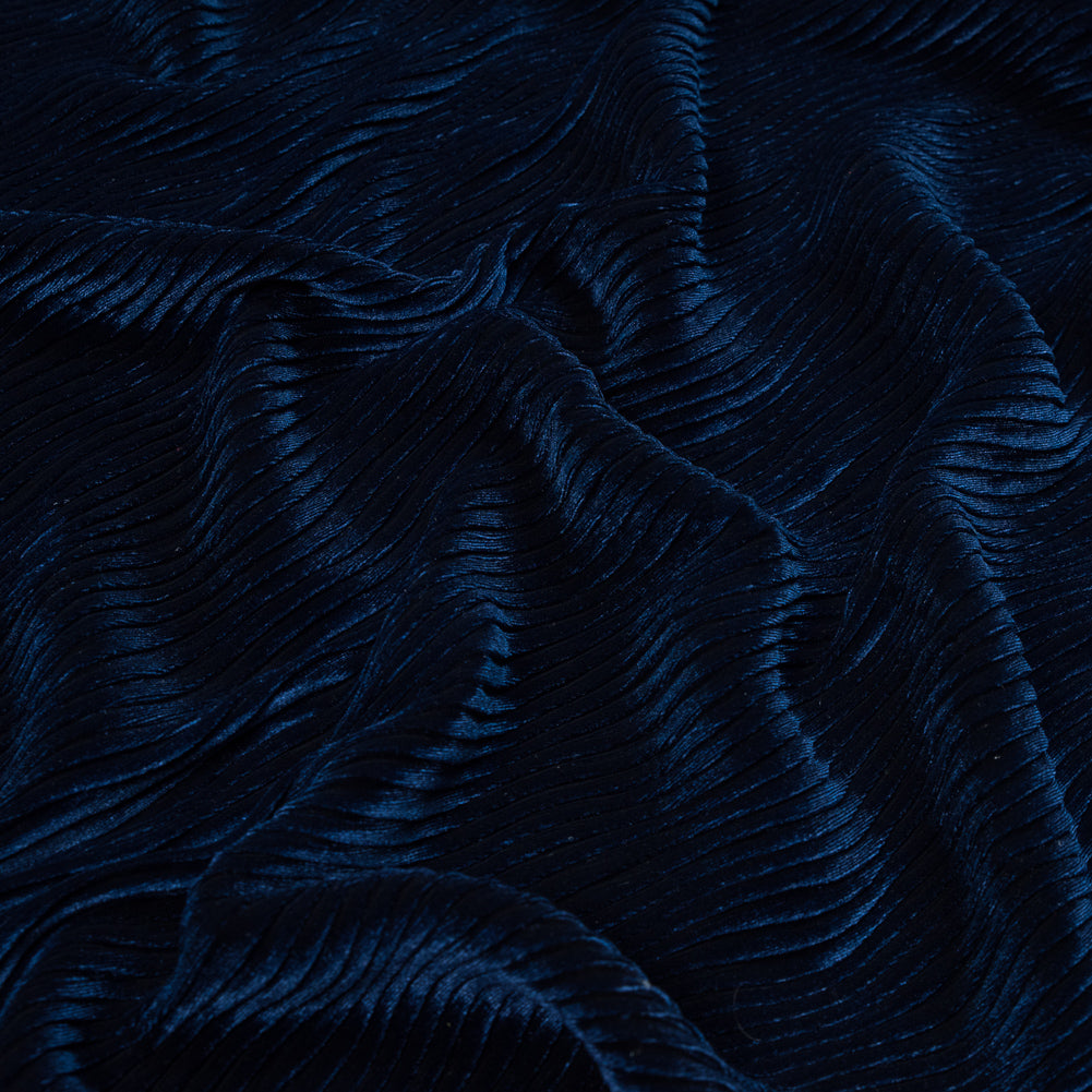 Wavy Crinkled Velour - Estate Blue - Yvonne Collection Wavy Crinkled Velour - Estate Blue - Yvonne Collection