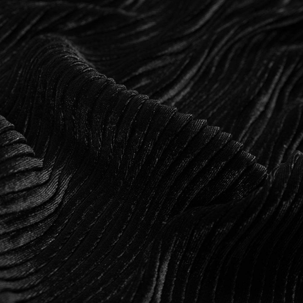 Wavy Crinkled Velour - Black - Yvonne Collection Full Wavy Crinkled Velour - Black - Yvonne Collection Full