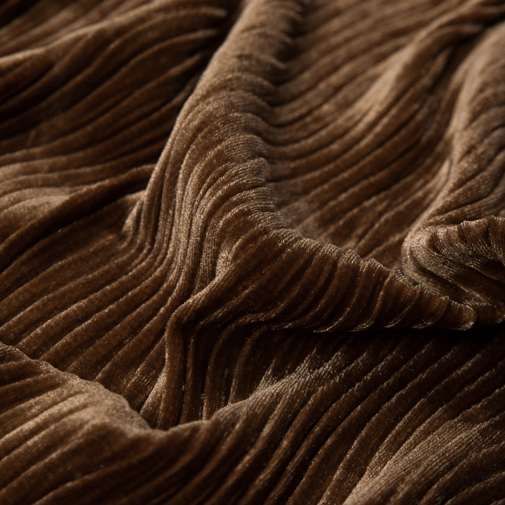 Wavy Crinkled Velour - Curry Gold - Yvonne Collection Detail Wavy Crinkled Velour - Curry Gold - Yvonne Collection Detail