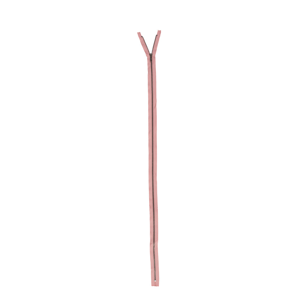 Peach Quartz and Matte Silver T5 Metal Closed Bottom Zipper - 36" Detail Peach Quartz and Matte Silver T5 Metal Closed Bottom Zipper - 36" Detail