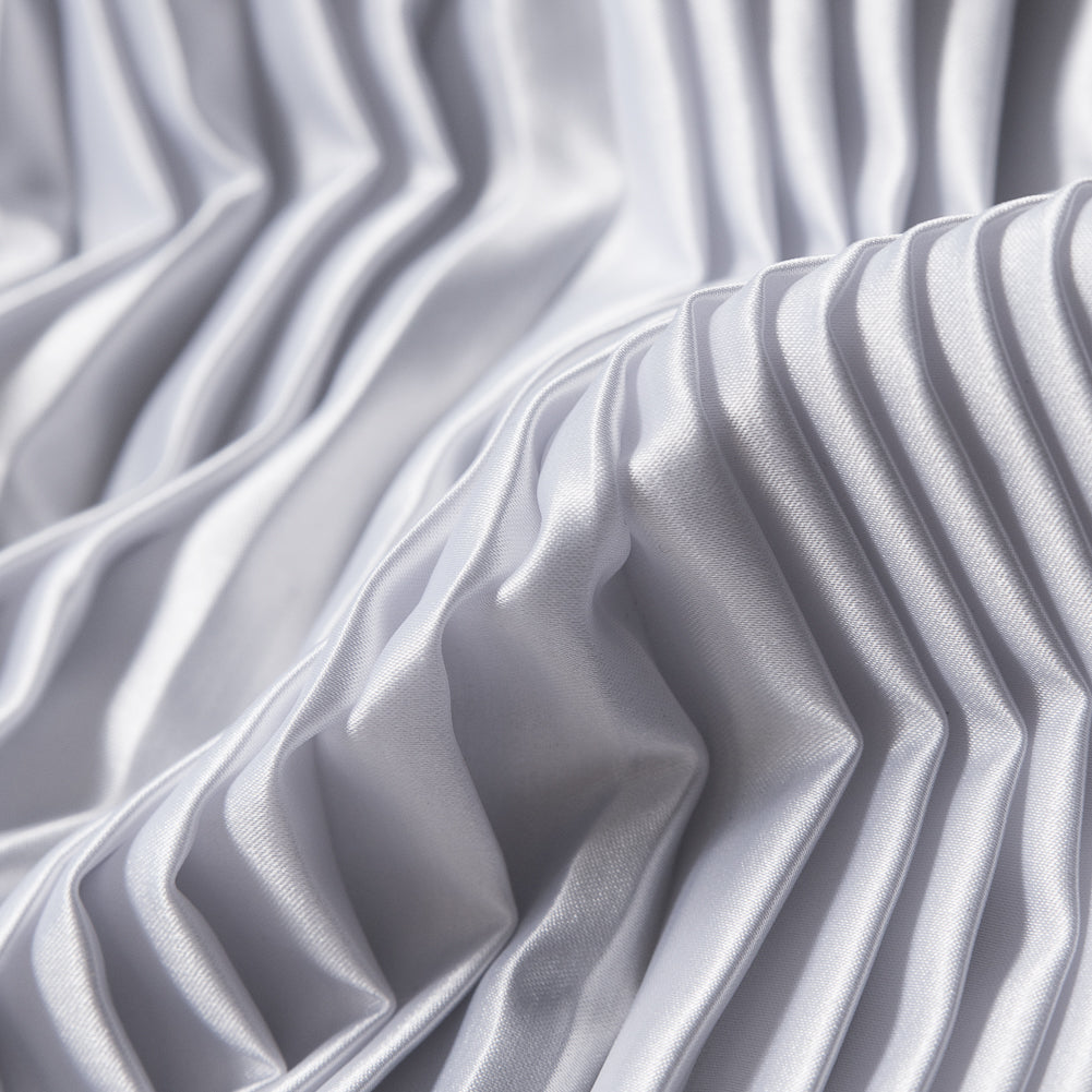 Pleated Stretch Satin - White - Andreas Collection Full Pleated Stretch Satin - White - Andreas Collection Full