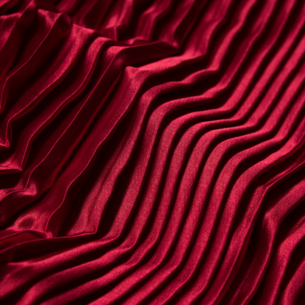 Pleated Stretch Satin - Red - Andreas Collection Full Pleated Stretch Satin - Red - Andreas Collection Full