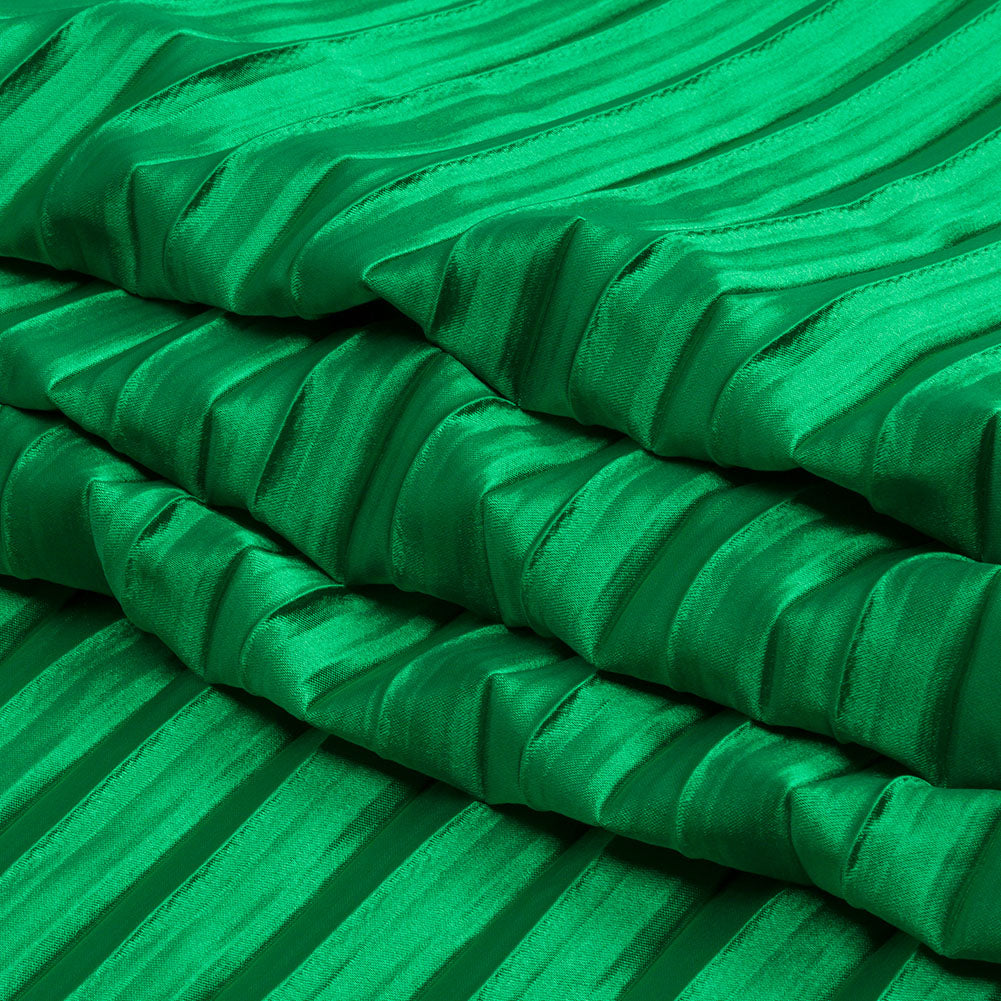 Pleated Stretch Satin - Kelly Green - Andreas Collection Full Pleated Stretch Satin - Kelly Green - Andreas Collection Full