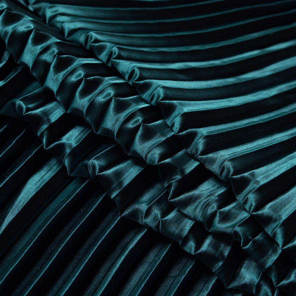 Pleated Stretch Satin - Teal - Andreas Collection Detail Pleated Stretch Satin - Teal - Andreas Collection Detail