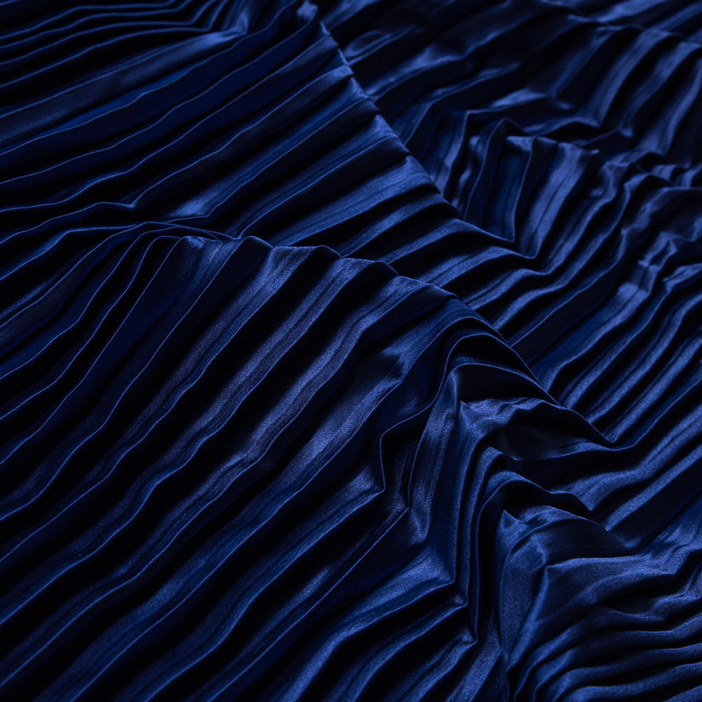 Pleated Stretch Satin - Royal Blue - Andreas Collection Pleated Stretch Satin - Royal Blue - Andreas Collection