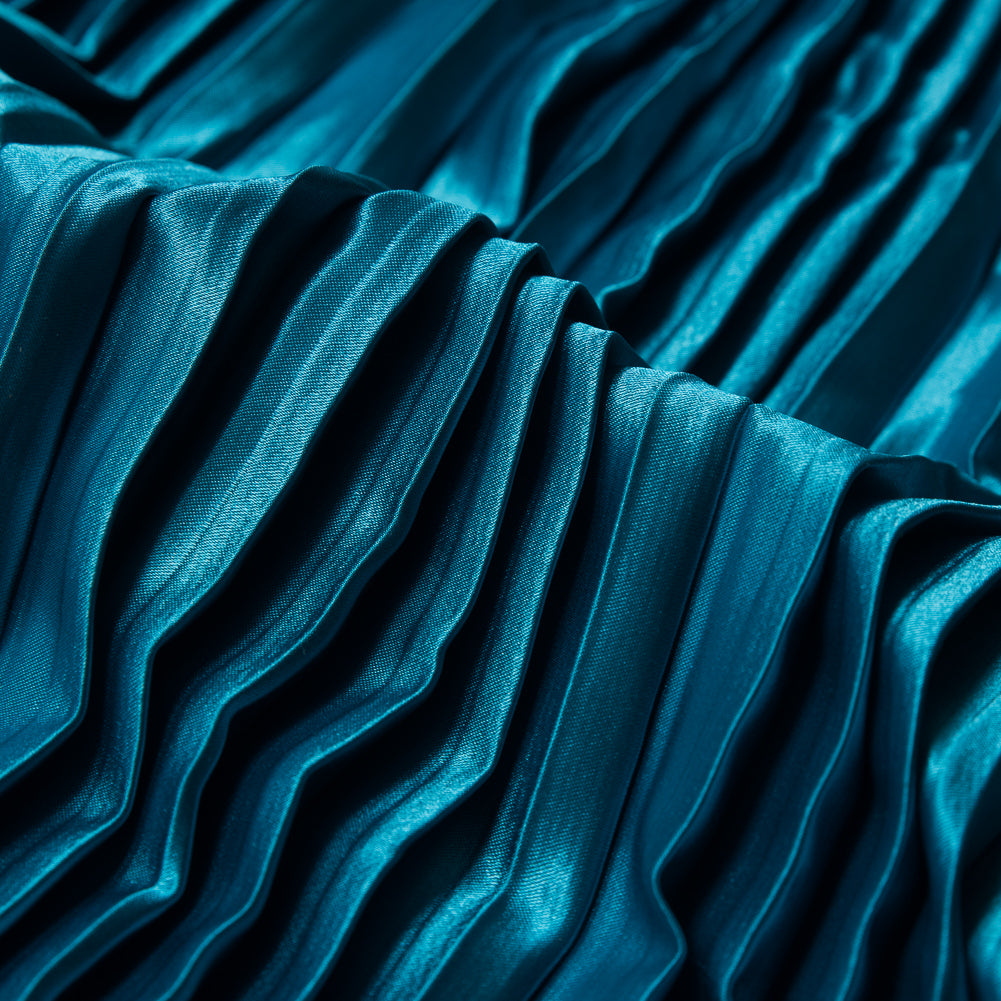 Pleated Stretch Satin - Aqua - Andreas Collection Full Pleated Stretch Satin - Aqua - Andreas Collection Full