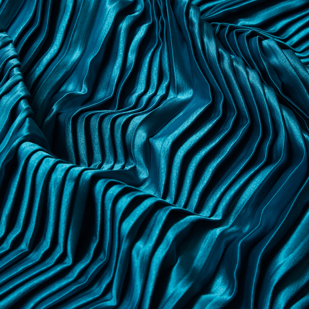 Pleated Stretch Satin - Aqua - Andreas Collection Pleated Stretch Satin - Aqua - Andreas Collection