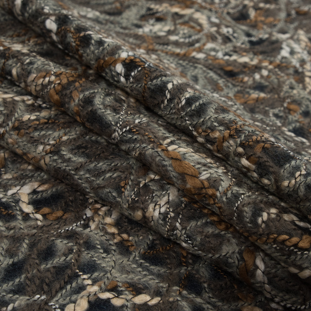 Designer Novelty Gray and Brown Felted Lace with Rope Design Folded Designer Novelty Gray and Brown Felted Lace with Rope Design Folded