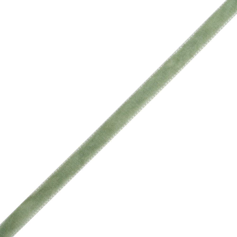 Single Faced Velvet Ribbon Made in Italy - 1/4" - Light Green - Sabine Collection - Folded Single Faced Velvet Ribbon Made in Italy - 1/4" - Light Green - Sabine Collection - Folded