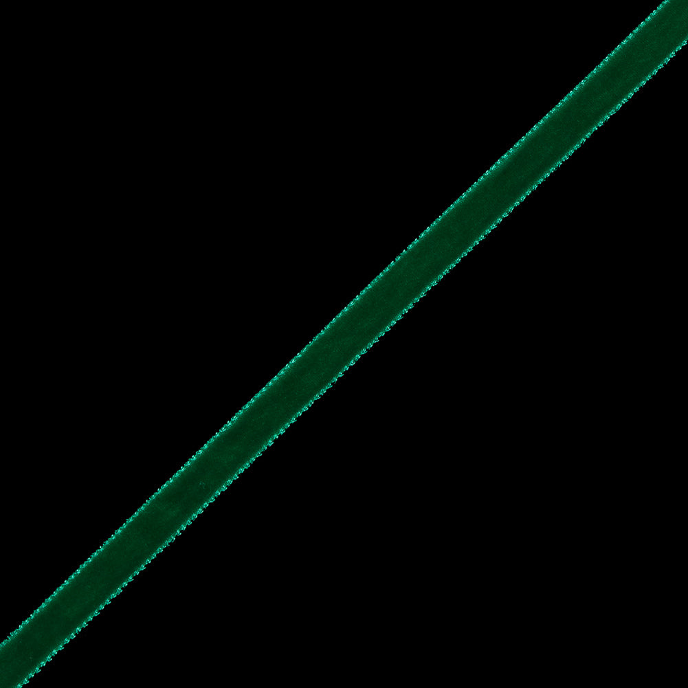 Emerald Single-Faced Velvet Ribbon - 0.25" Detail Emerald Single-Faced Velvet Ribbon - 0.25" Detail