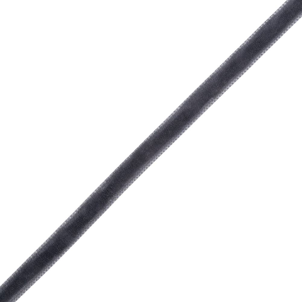 Single Faced Velvet Ribbon Made in Italy - 1/4" - Dark Gray - Sabine Collection - Folded Single Faced Velvet Ribbon Made in Italy - 1/4" - Dark Gray - Sabine Collection - Folded
