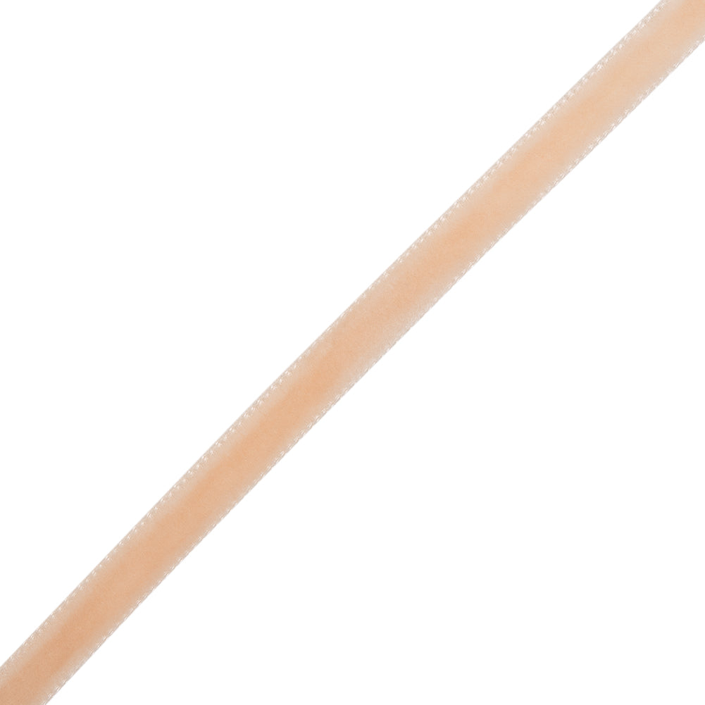 Single Faced Velvet Ribbon Made in Italy - 1/4" - Light Peach - Sabine Collection - Folded Single Faced Velvet Ribbon Made in Italy - 1/4" - Light Peach - Sabine Collection - Folded