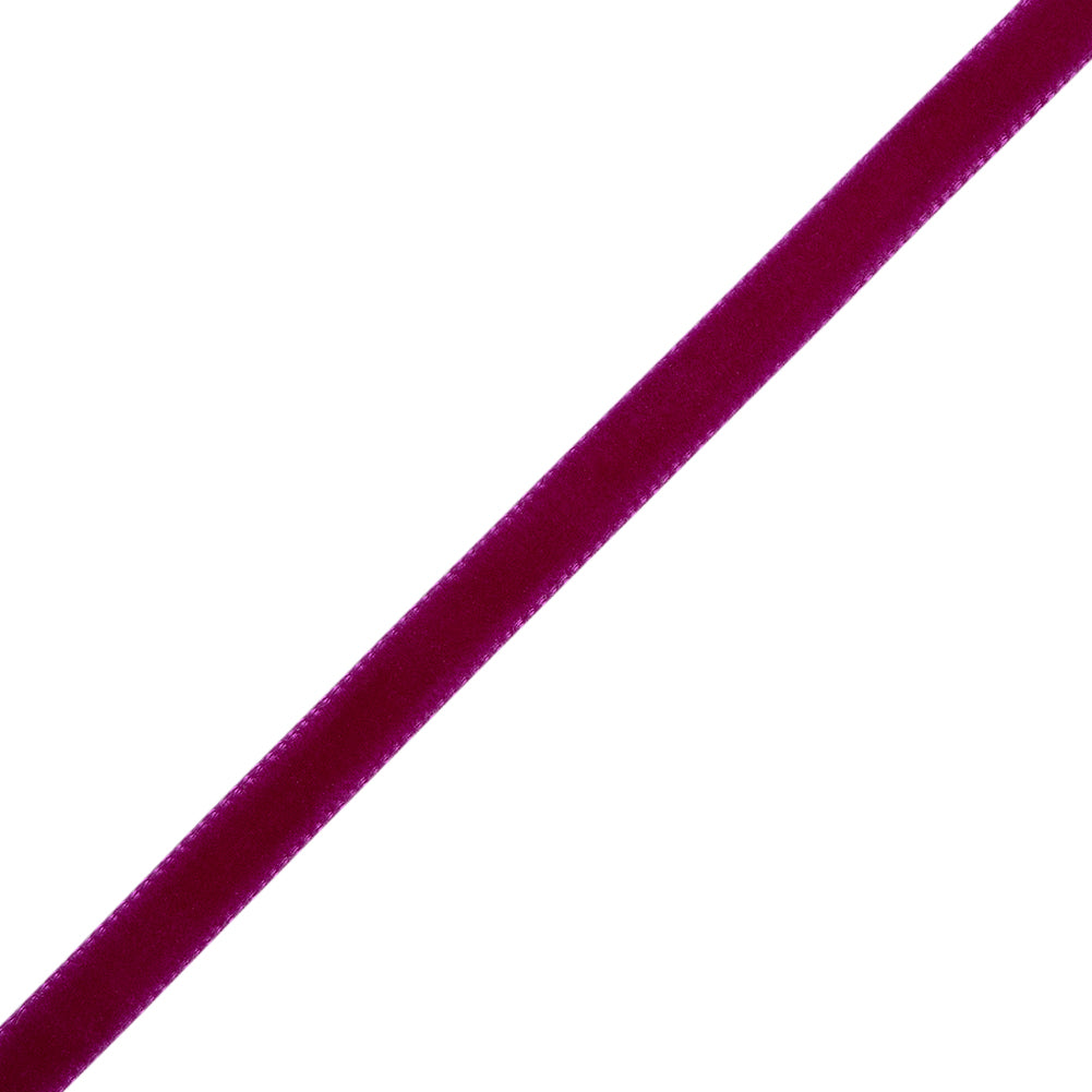 Single Faced Velvet Ribbon Made in Italy - 1/4" - Plum - Sabine Collection - Folded Single Faced Velvet Ribbon Made in Italy - 1/4" - Plum - Sabine Collection - Folded