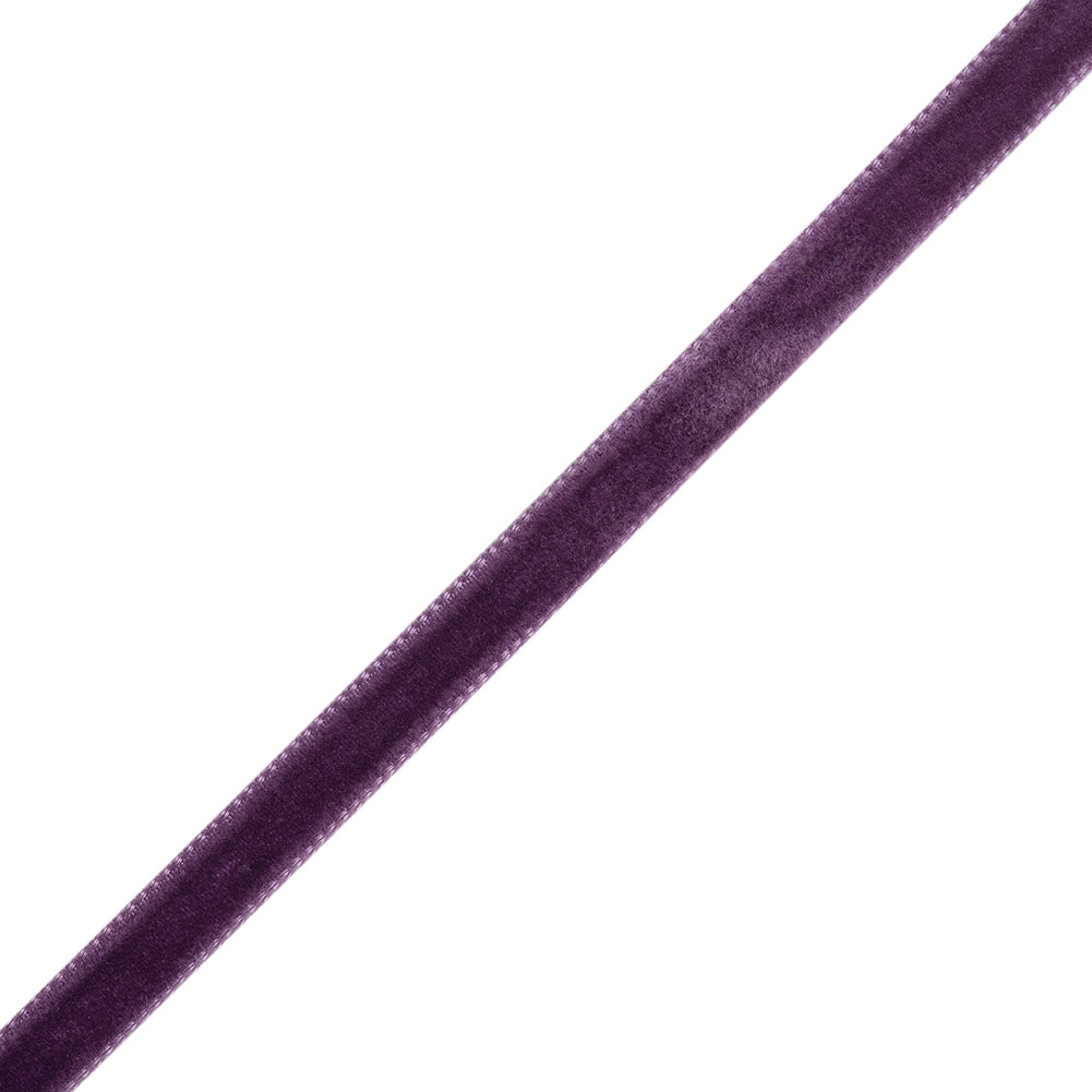 Single Faced Velvet Ribbon Made in Italy - 1/4" - Dark Grape - Sabine Collection - Folded Single Faced Velvet Ribbon Made in Italy - 1/4" - Dark Grape - Sabine Collection - Folded