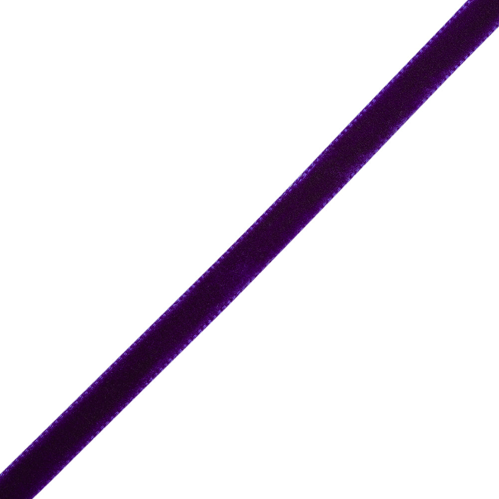 Single Faced Velvet Ribbon Made in Italy - 1/4" - Purple - Sabine Collection - Folded Single Faced Velvet Ribbon Made in Italy - 1/4" - Purple - Sabine Collection - Folded