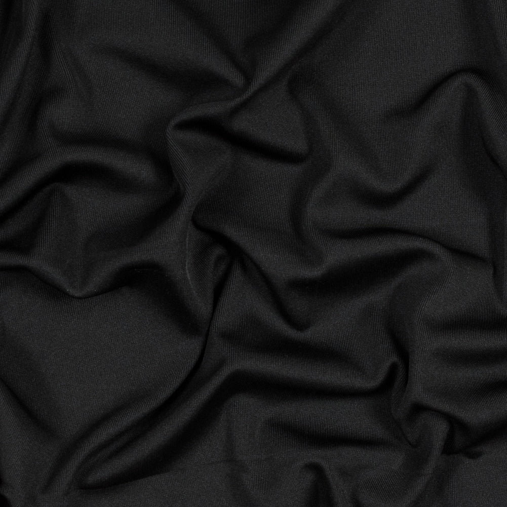 Italian Black 1x1 Polyester Rib Knit Italian Black 1x1 Polyester Rib Knit