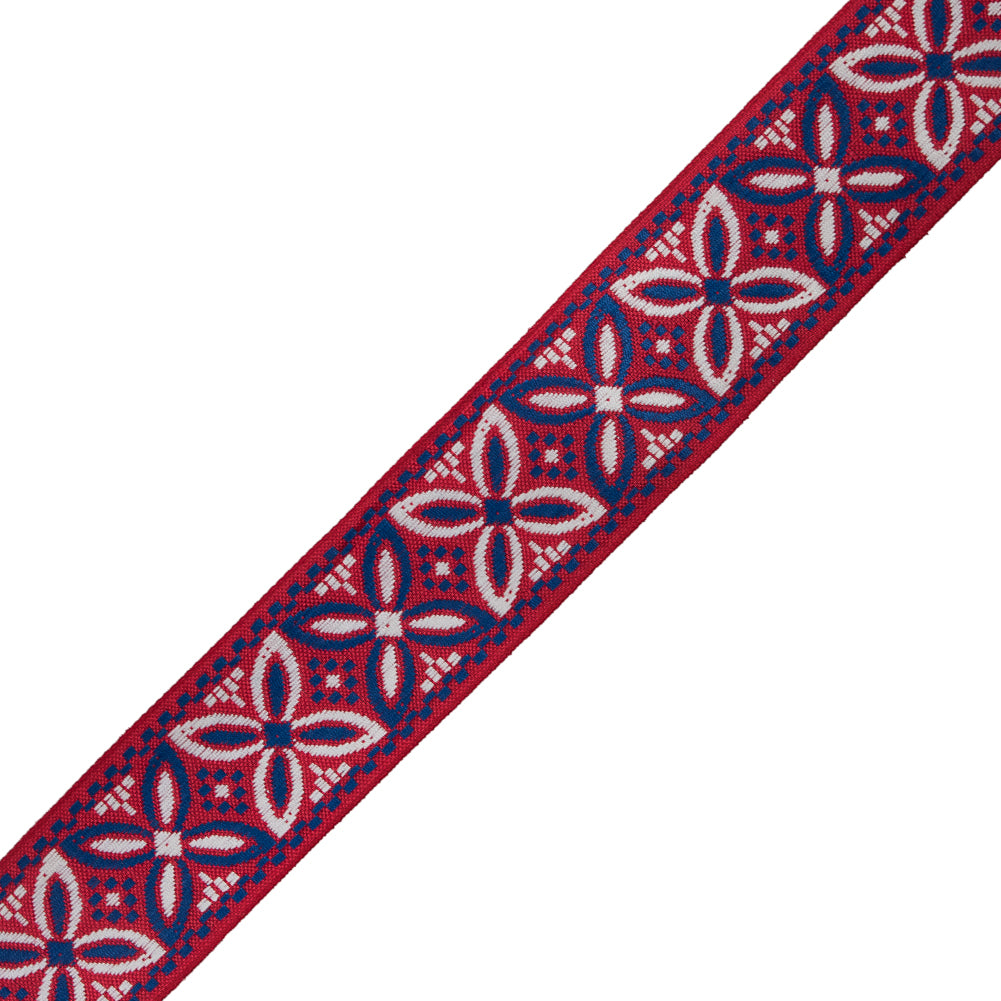 Red, White and Blue German Jacquard Ribbon - 2" Red, White and Blue German Jacquard Ribbon - 2"