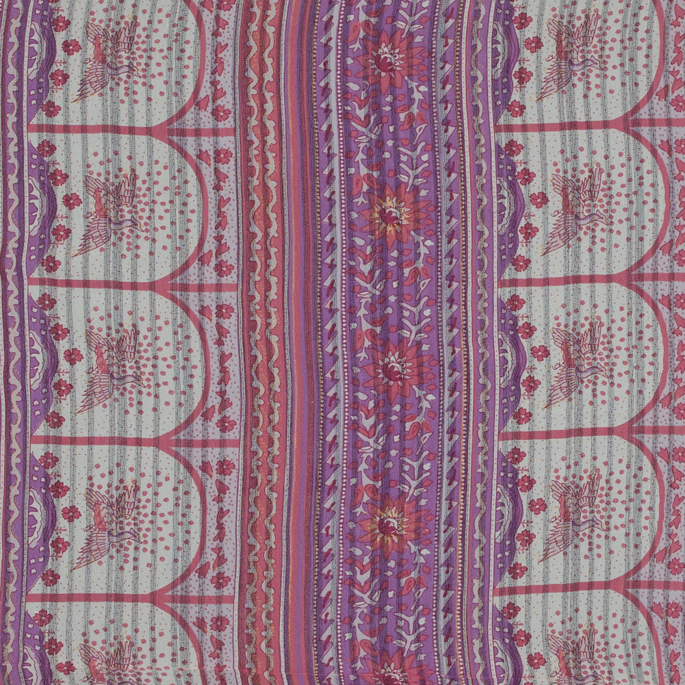 Pink, Purple and Beige Floral Gauzy Silk Pink, Purple and Beige Floral Gauzy Silk