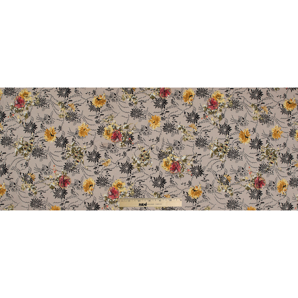 Taupe Floral Stretch Cotton Sateen Full Taupe Floral Stretch Cotton Sateen Full