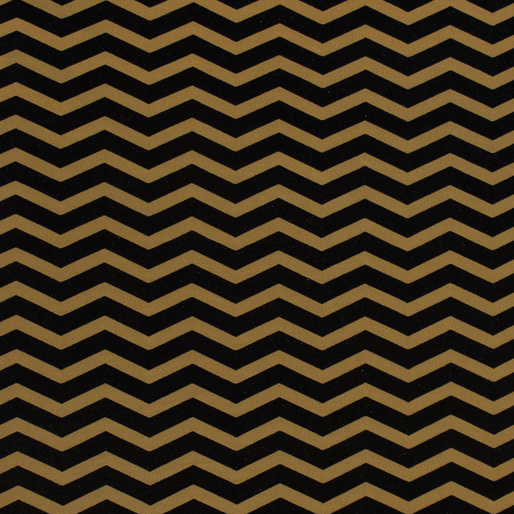 Zig Zag Burnout Velour - Mustard and Navy Zig Zag Burnout Velour - Mustard and Navy