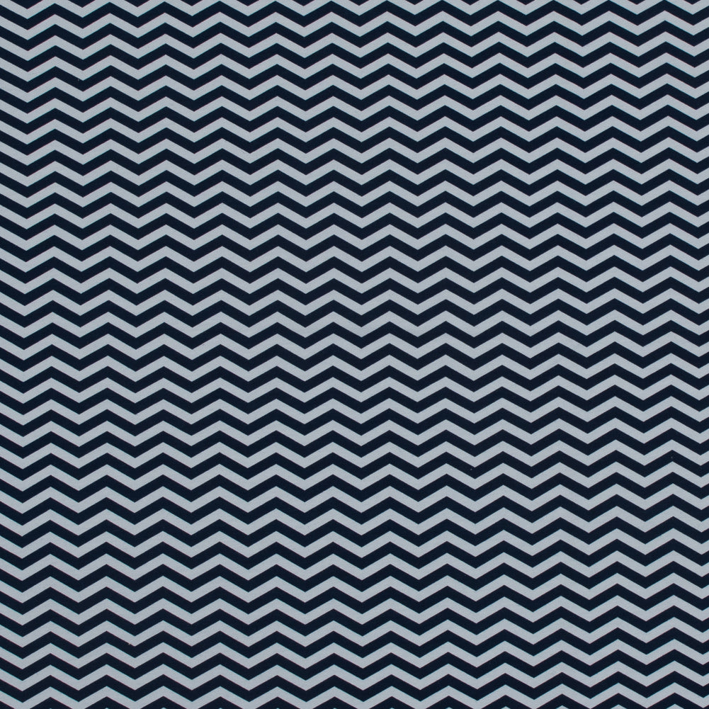 Navy and White Zig Zag Printed Cotton Jersey Navy and White Zig Zag Printed Cotton Jersey