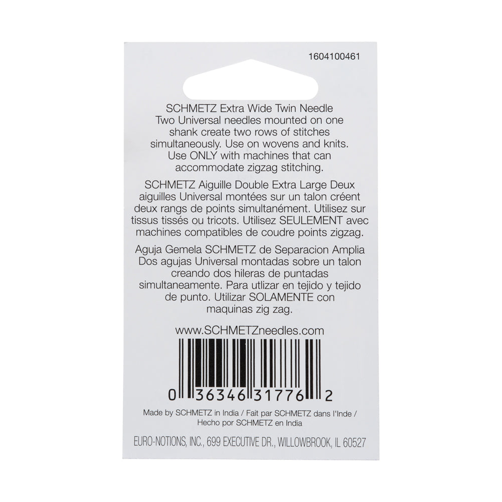 Schmetz Universal Extra Wide Twin Machine Needle - 6.0/100 - 1 ct - Detail Schmetz Universal Extra Wide Twin Machine Needle - 6.0/100 - 1 ct - Detail