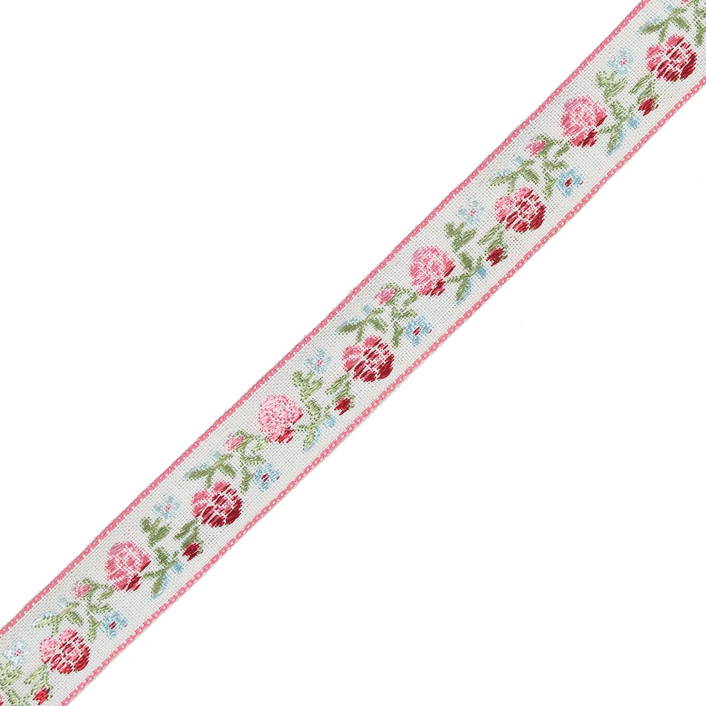 Pink and Red Ombre Floral German Jacquard Ribbon - 0.625" Detail Pink and Red Ombre Floral German Jacquard Ribbon - 0.625" Detail