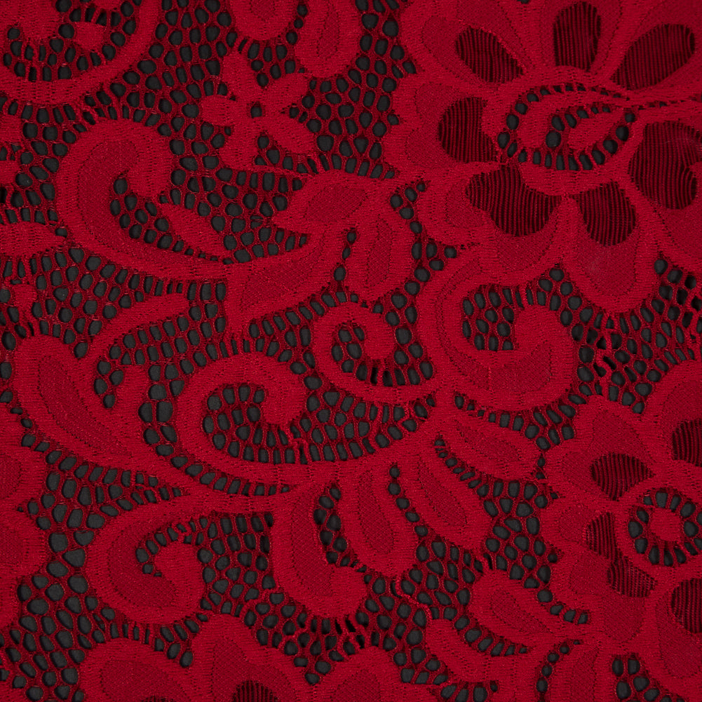 Italian Red Stretch Crochet Lace - Detail - Image 3 of 4 Italian Red Stretch Crochet Lace - Detail - Image 3 of 4