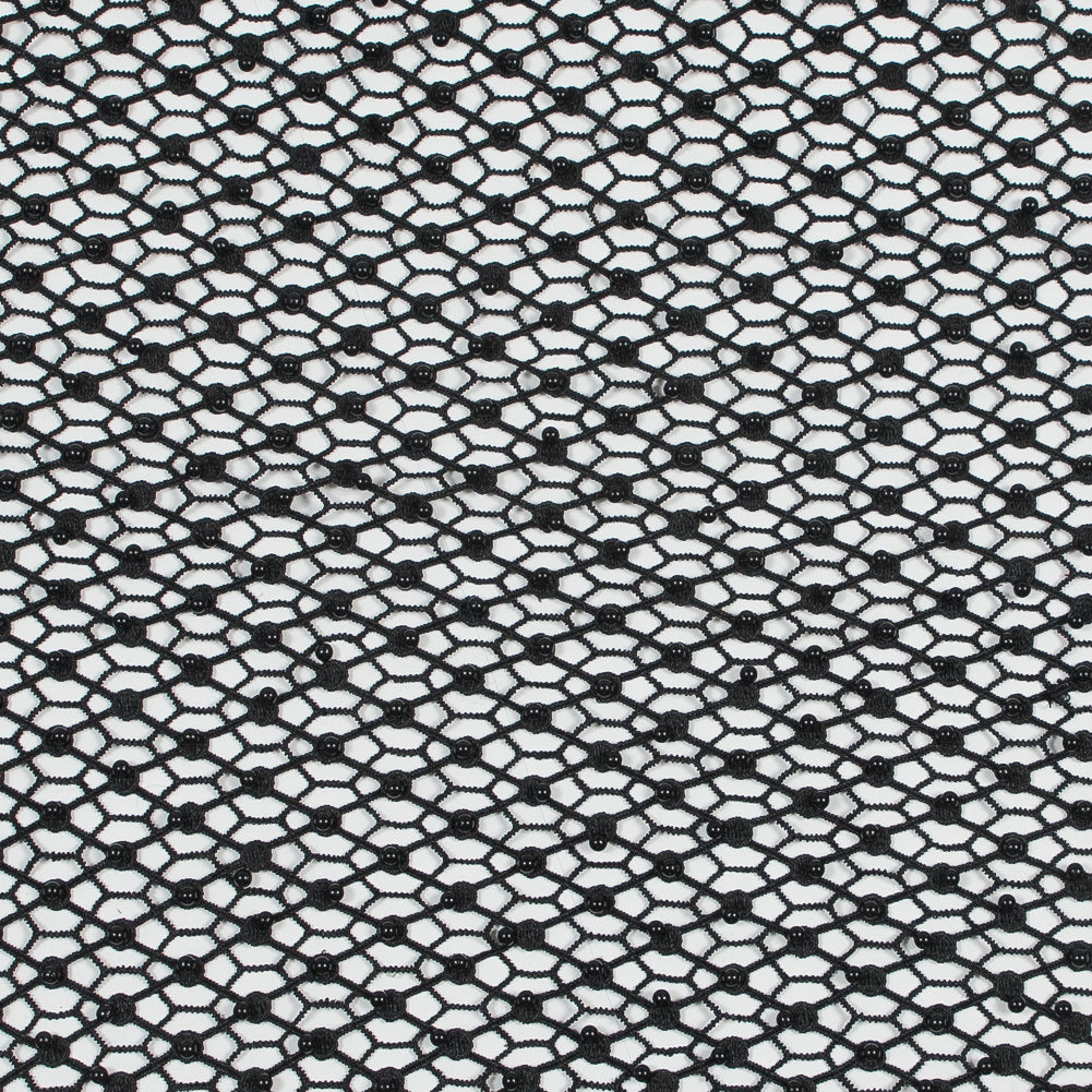 Guipure Lace with Beads - Black Webs Guipure Lace with Beads - Black Webs
